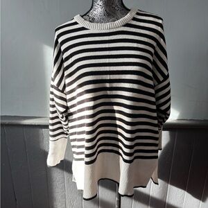 Tahari Black and White Striped Sweater